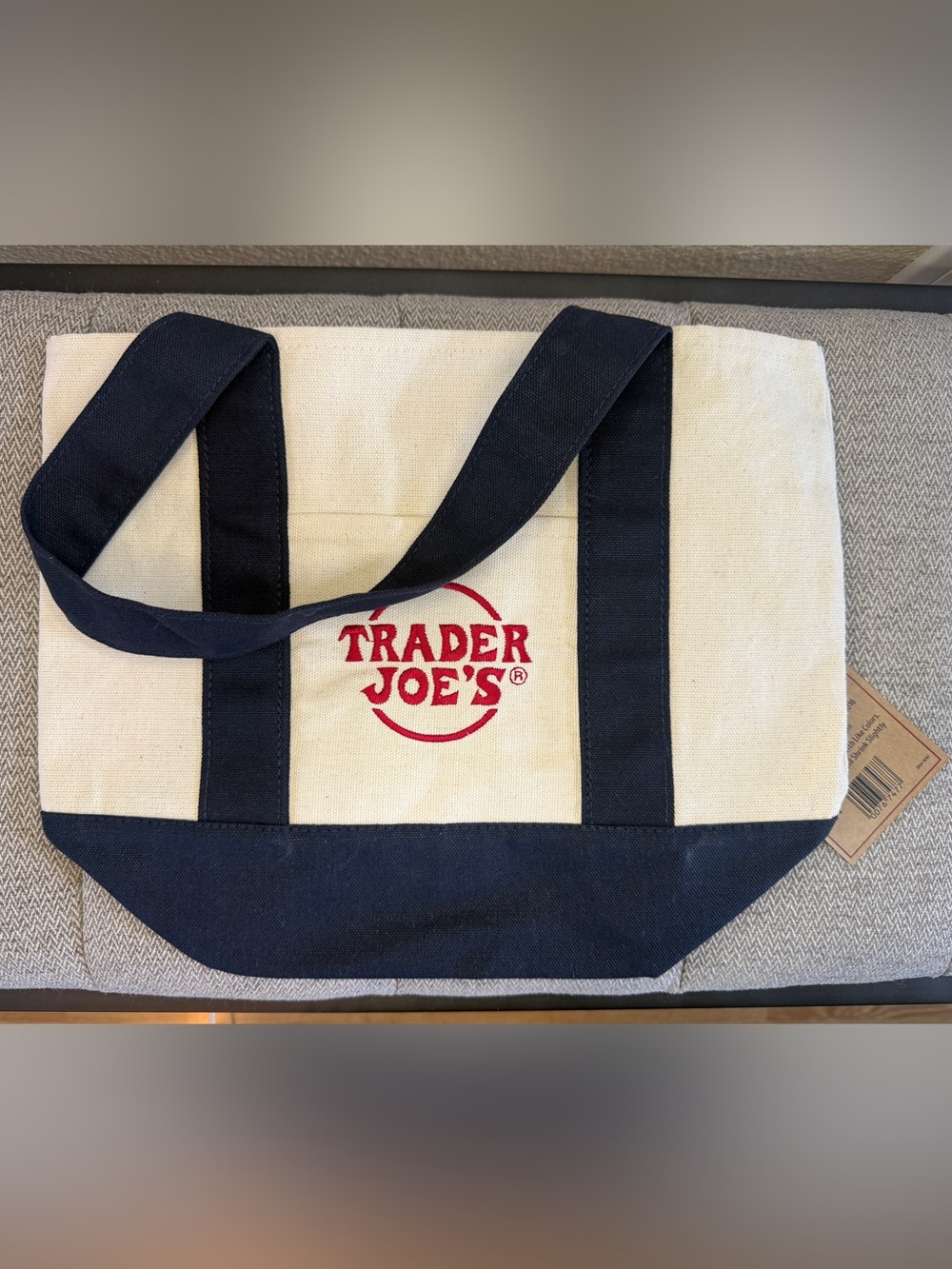 Trader Joe's Mini Canvas Tote Bag Set - Blue and Green (2) - Picture 5 of 12